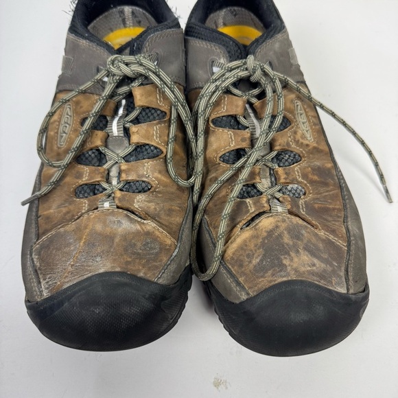 Keen Mens Brown Leather Low Top Shoes Outdoor Hiking Working